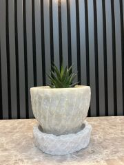 Beyaz Mermer Saksı