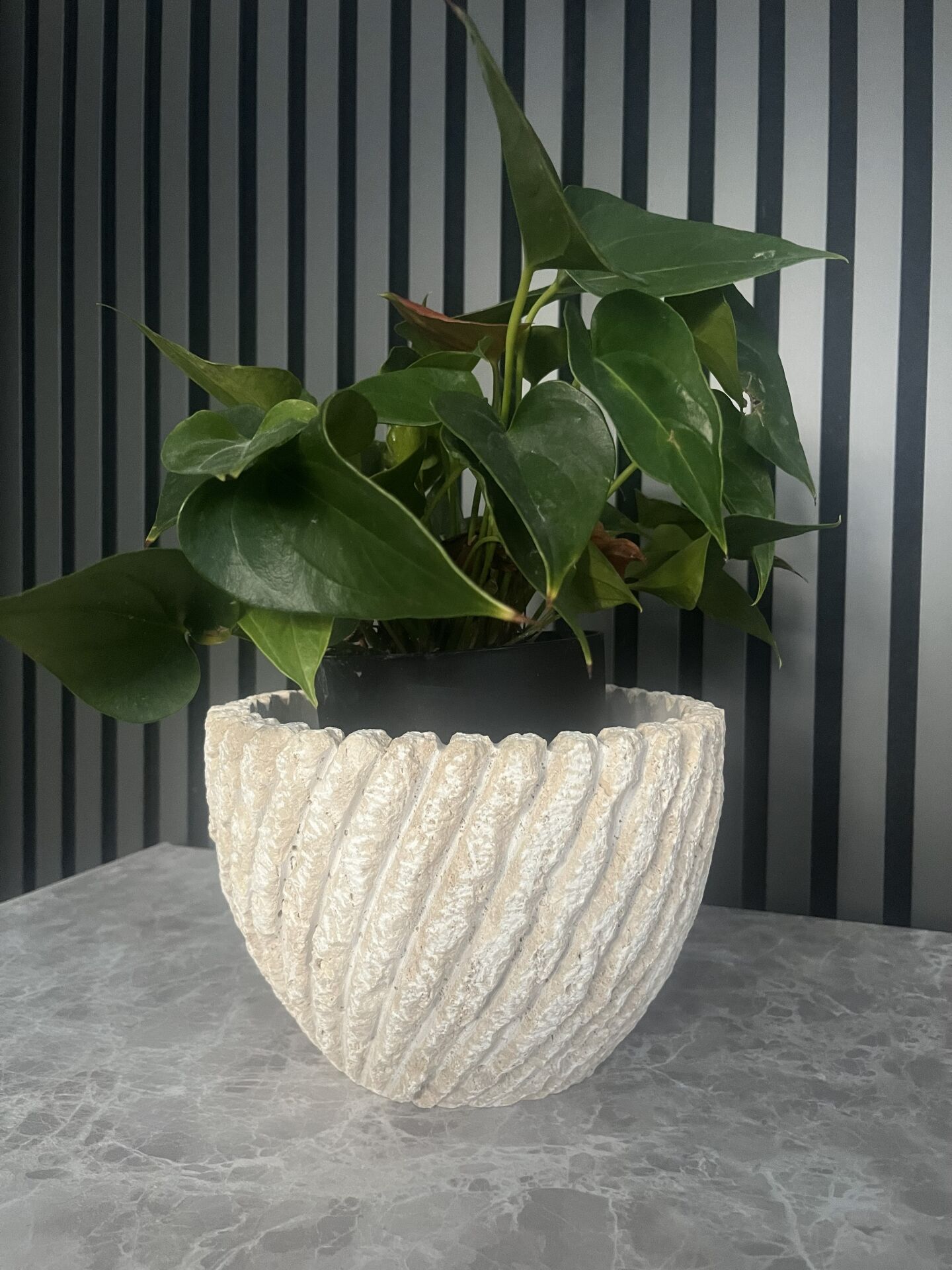 Traverten  El Yapımı Saksı (Taraklama)