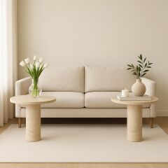 Traverten Yan Sehpa (40cm)