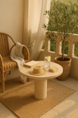 Traverten Yan Sehpa (40cm)