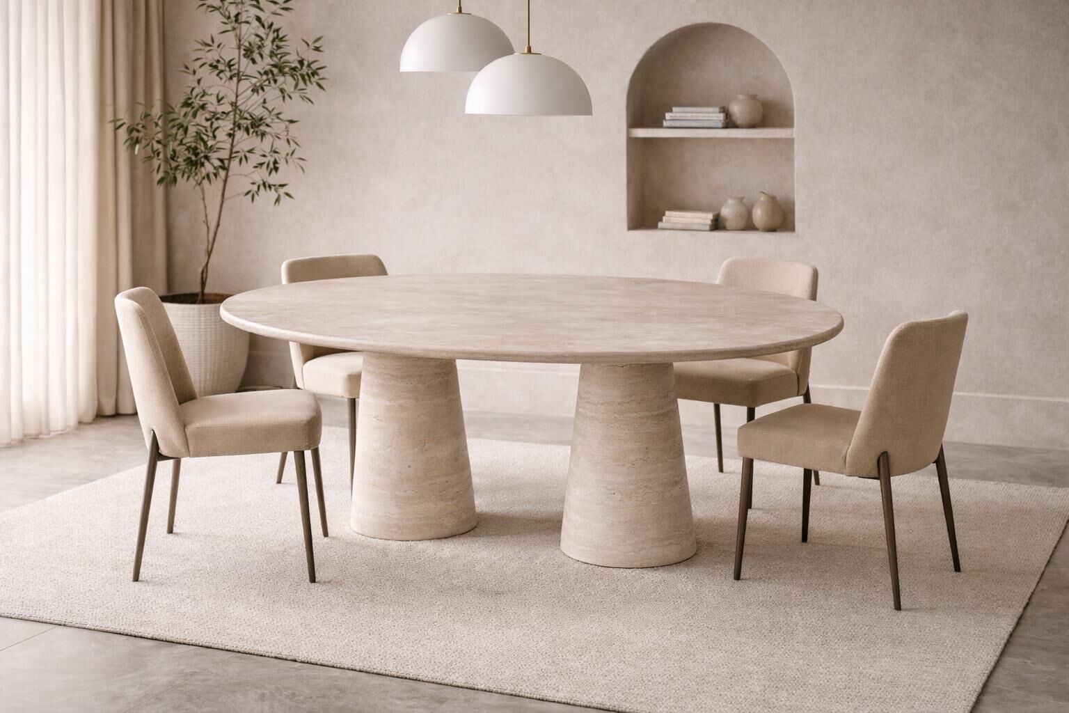 AURA 2 TRAVERTEN YEMEK MASASI