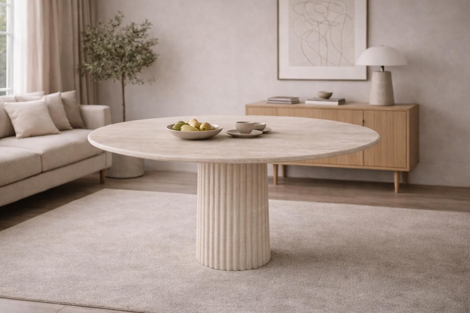 AURA 3 TRAVERTEN YEMEK MASASI