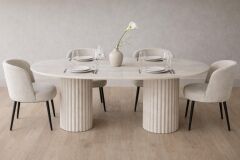 AURA 4 TRAVERTEN YEMEK MASASI