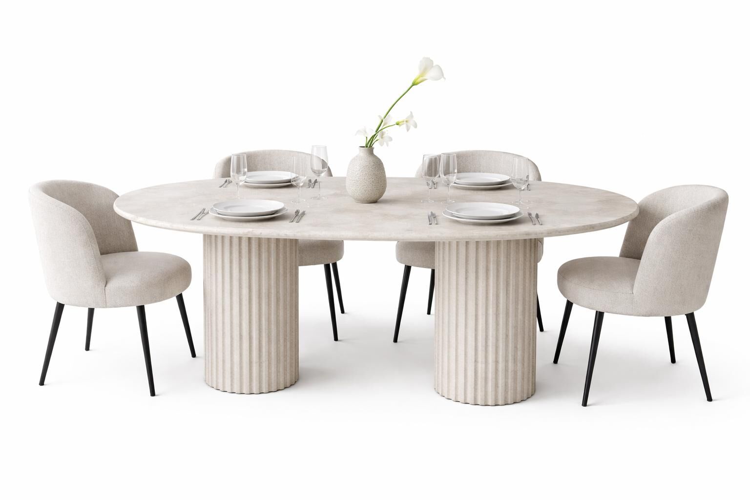 AURA 4 TRAVERTEN YEMEK MASASI