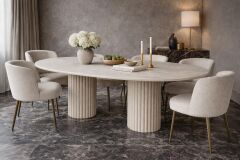 AURA 4 TRAVERTEN YEMEK MASASI