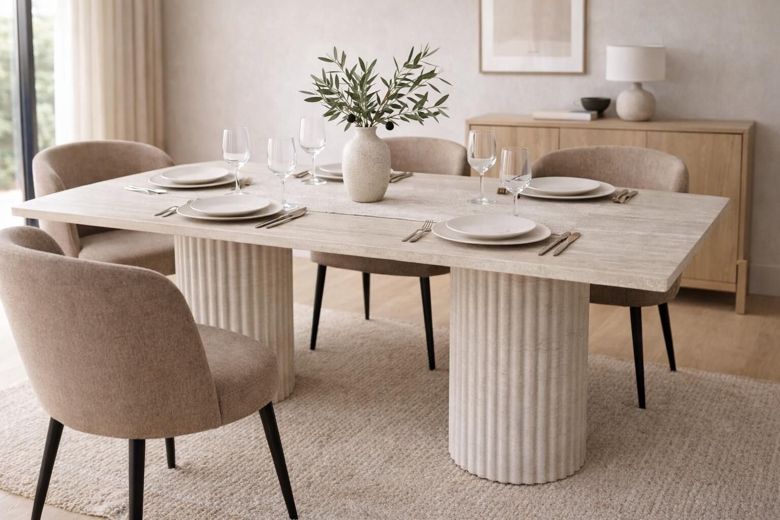 AURA 6 TRAVERTEN YEMEK MASASI