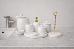 Beyaz Mermer 7li Banyo Seti