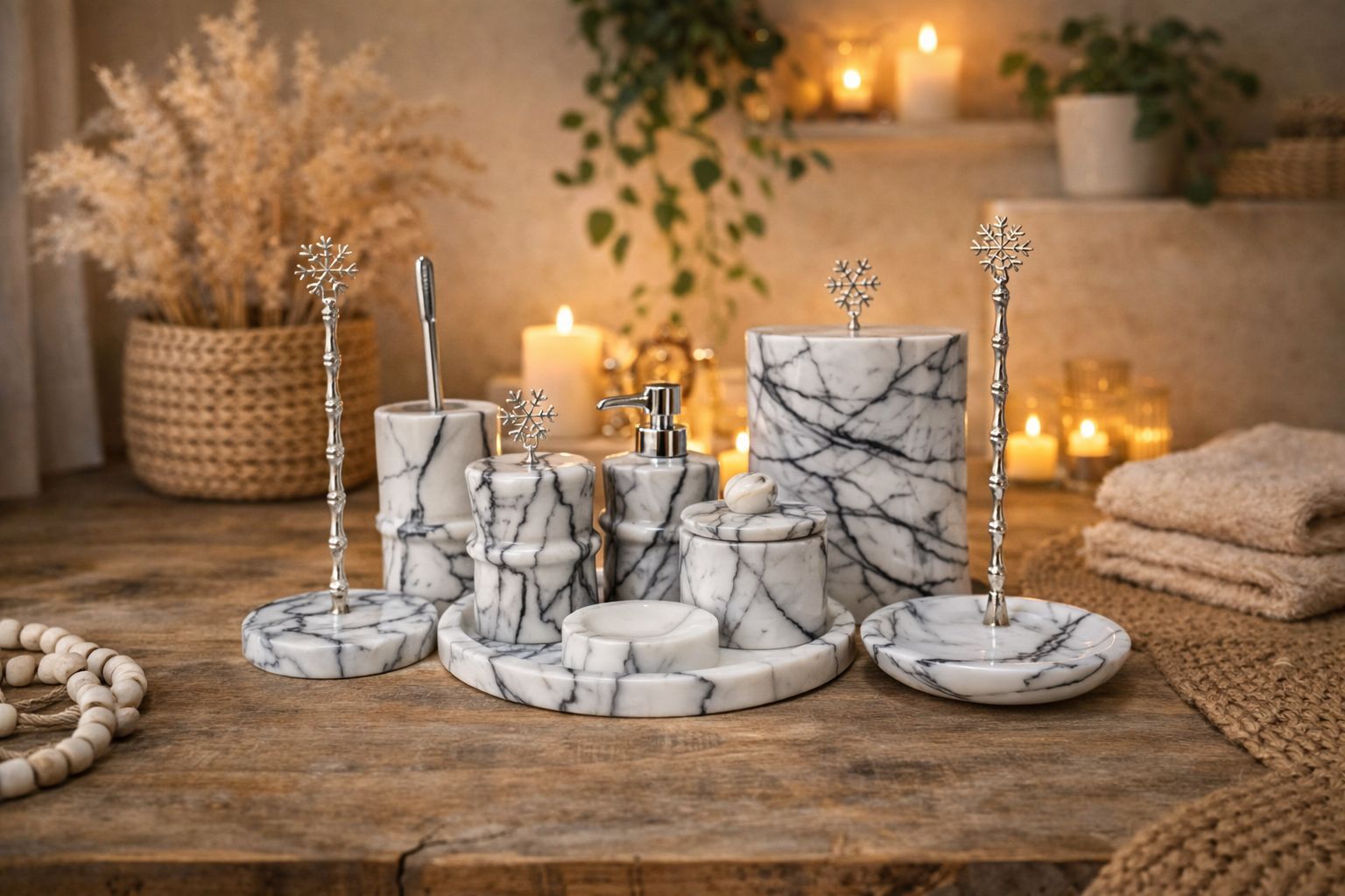 Leylak Mermer 7li Banyo Seti