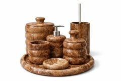 Kırmızı Traverten 7li Banyo Seti